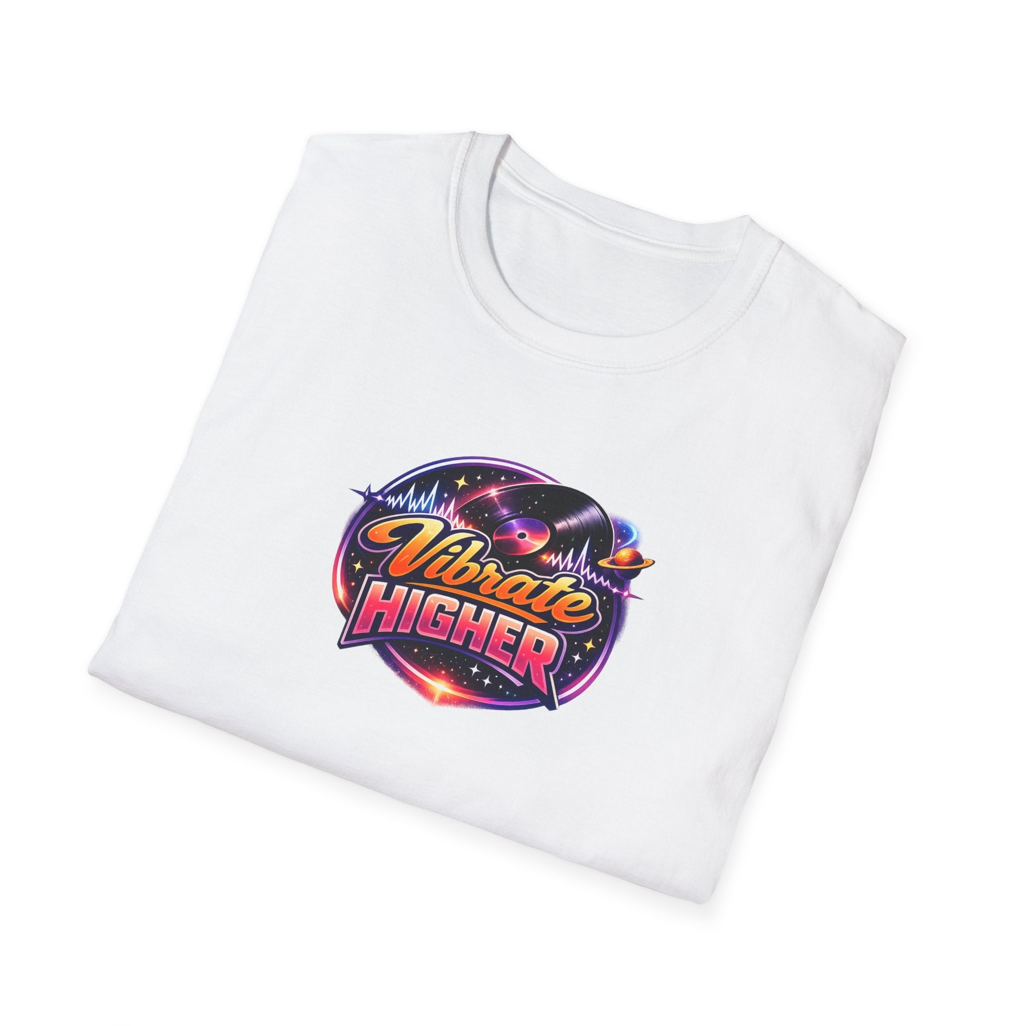 Vibrate Higher T-Shirt — Retro Cosmic Positive Vibes Tee