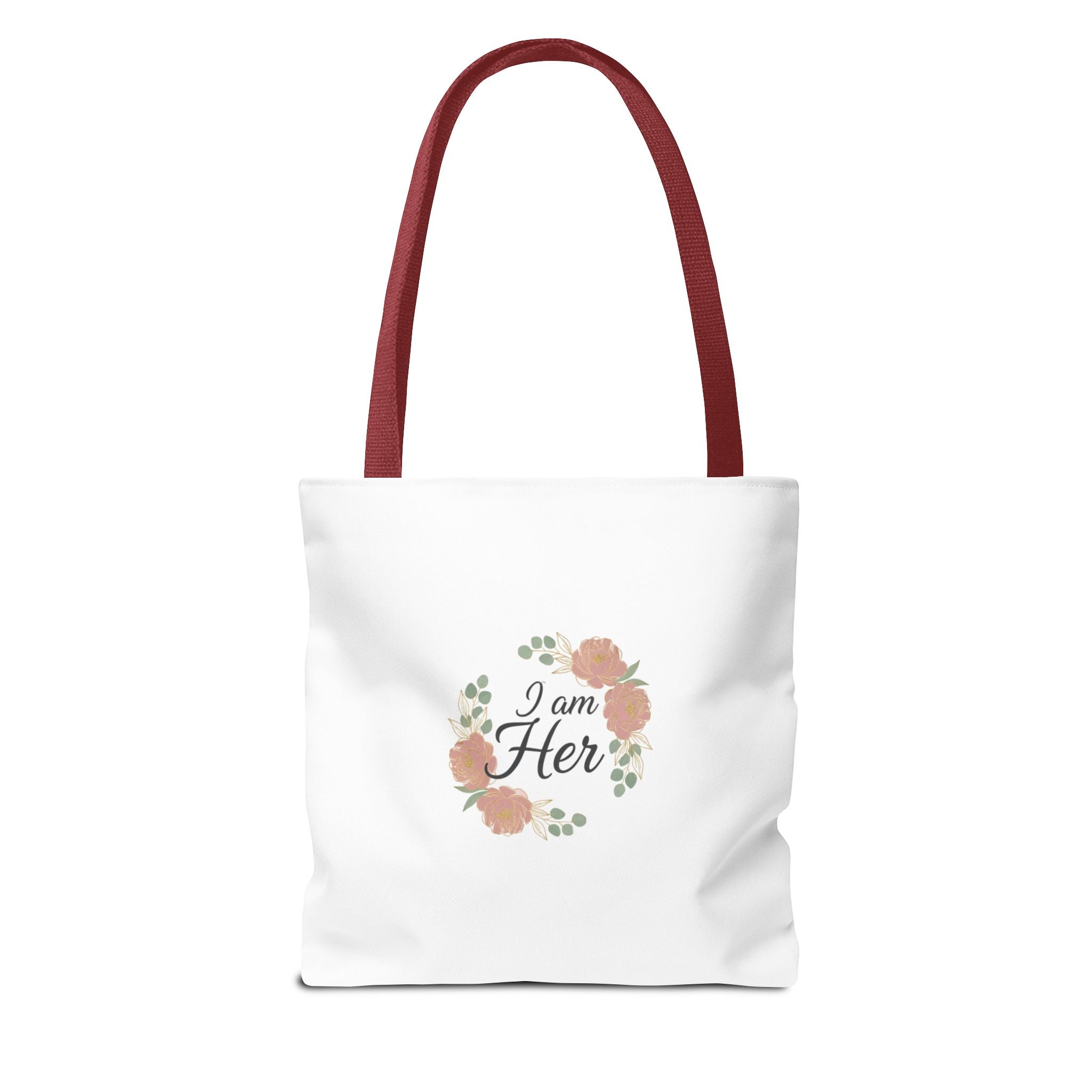 I Am Her Floral Tote Bag – Feminine Inspirational Canvas Shopping Bag