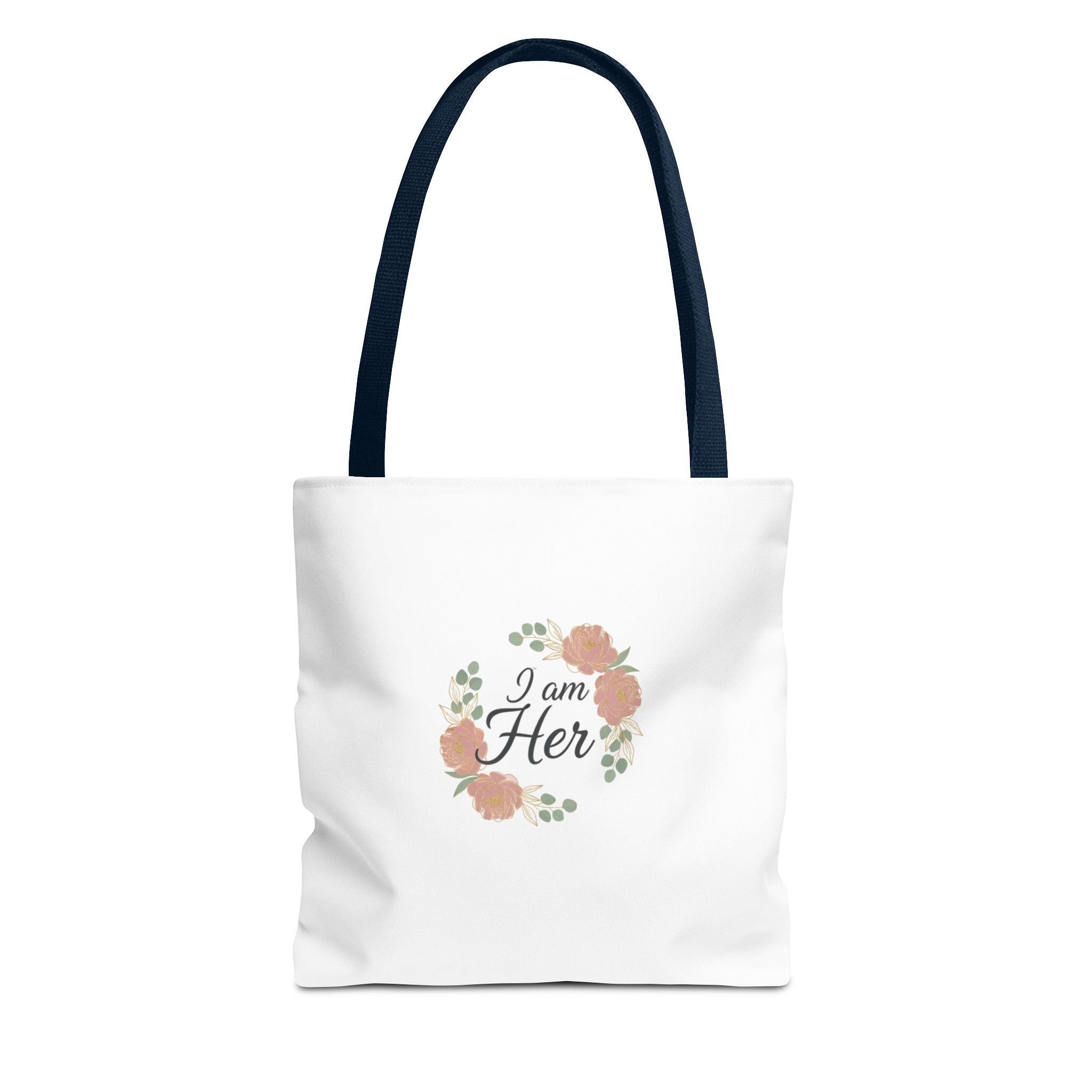 I Am Her Floral Tote Bag – Feminine Inspirational Canvas Shopping Bag