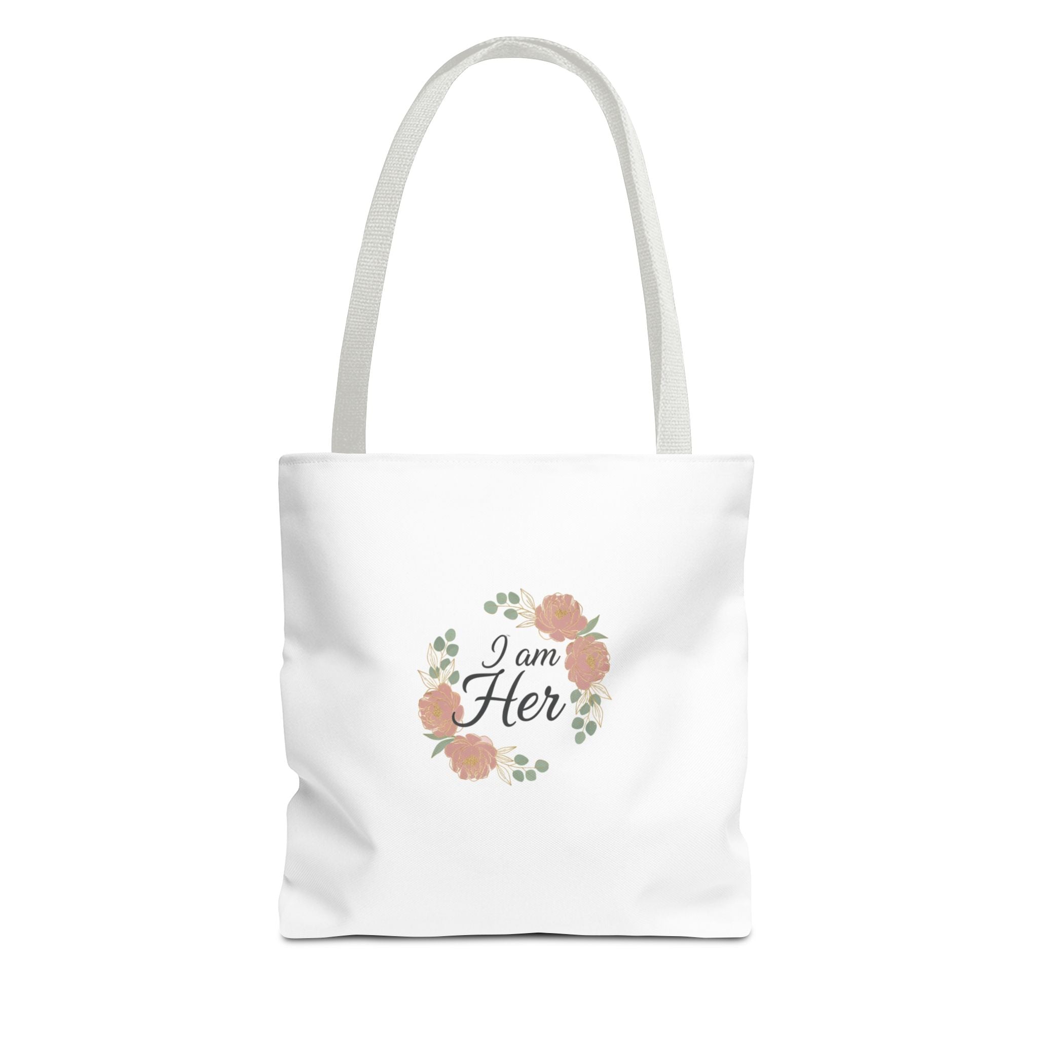 I Am Her Floral Tote Bag – Feminine Inspirational Canvas Shopping Bag