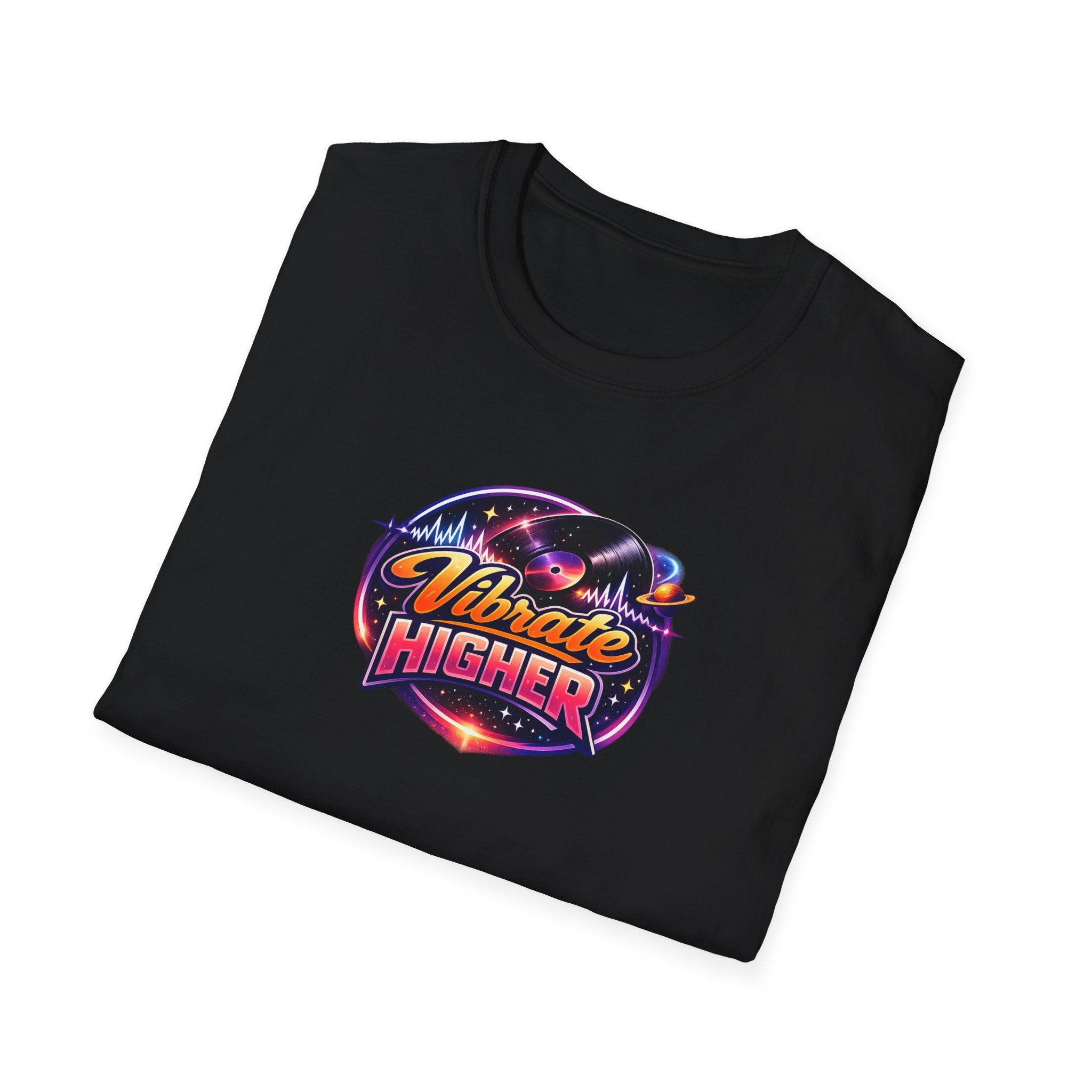 Vibrate Higher T-Shirt — Retro Cosmic Positive Vibes Tee