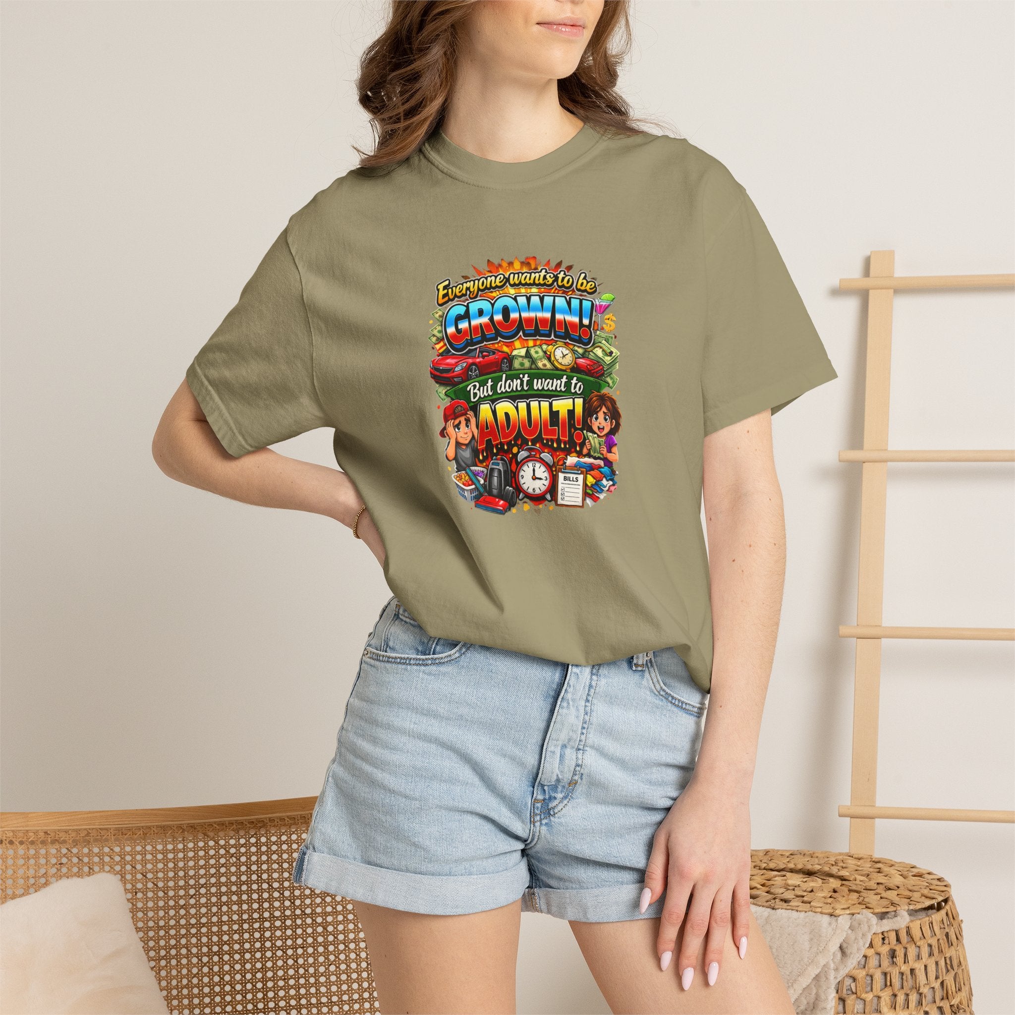 You're Grown! But Don't Want to Adult' Vintage Graphic Tee