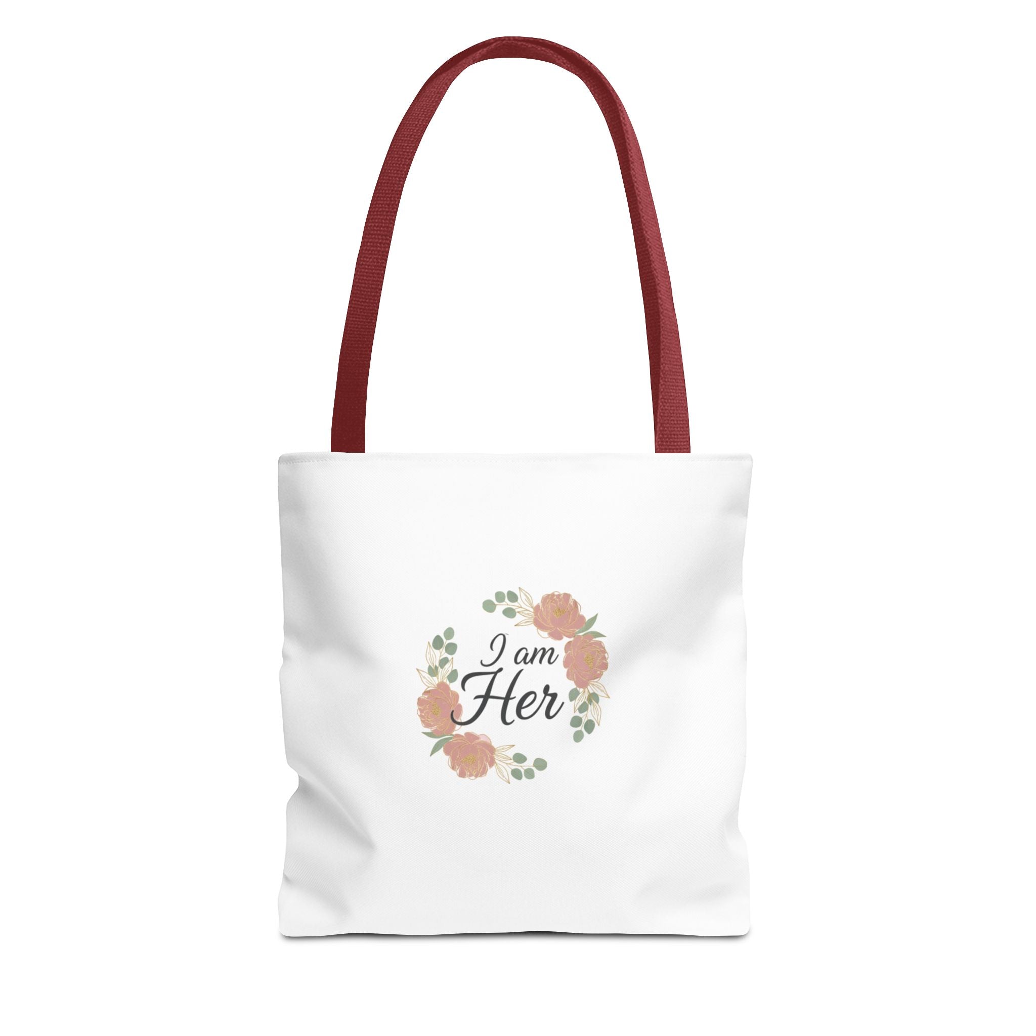 I Am Her Floral Tote Bag – Feminine Inspirational Canvas Shopping Bag