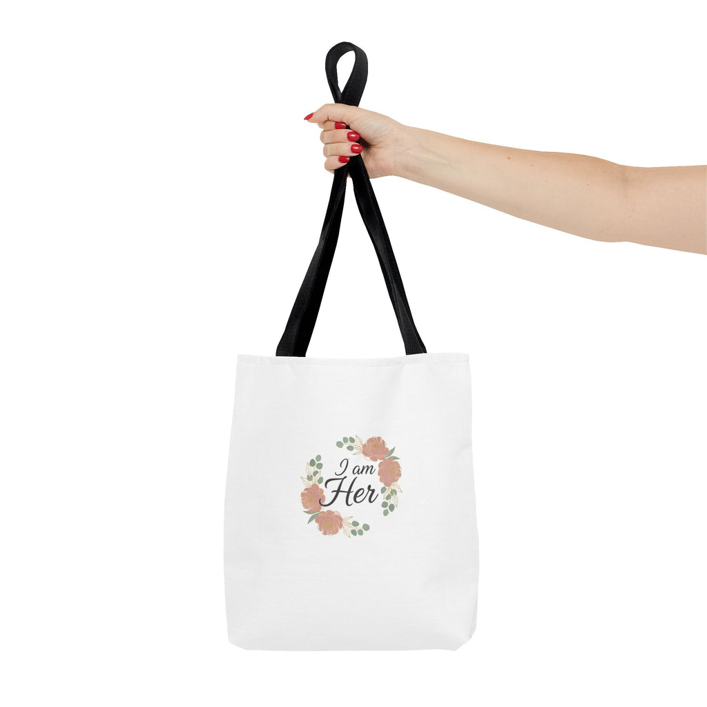 I Am Her Floral Tote Bag – Feminine Inspirational Canvas Shopping Bag