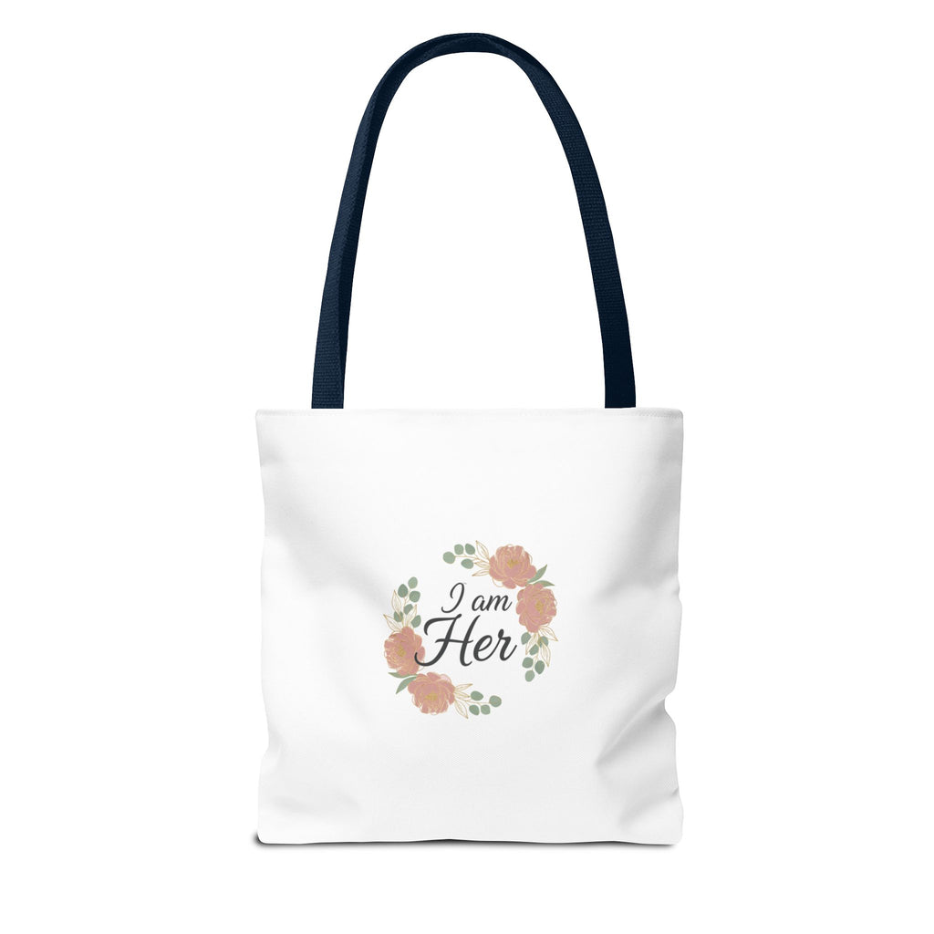 I Am Her Floral Tote Bag – Feminine Inspirational Canvas Shopping Bag