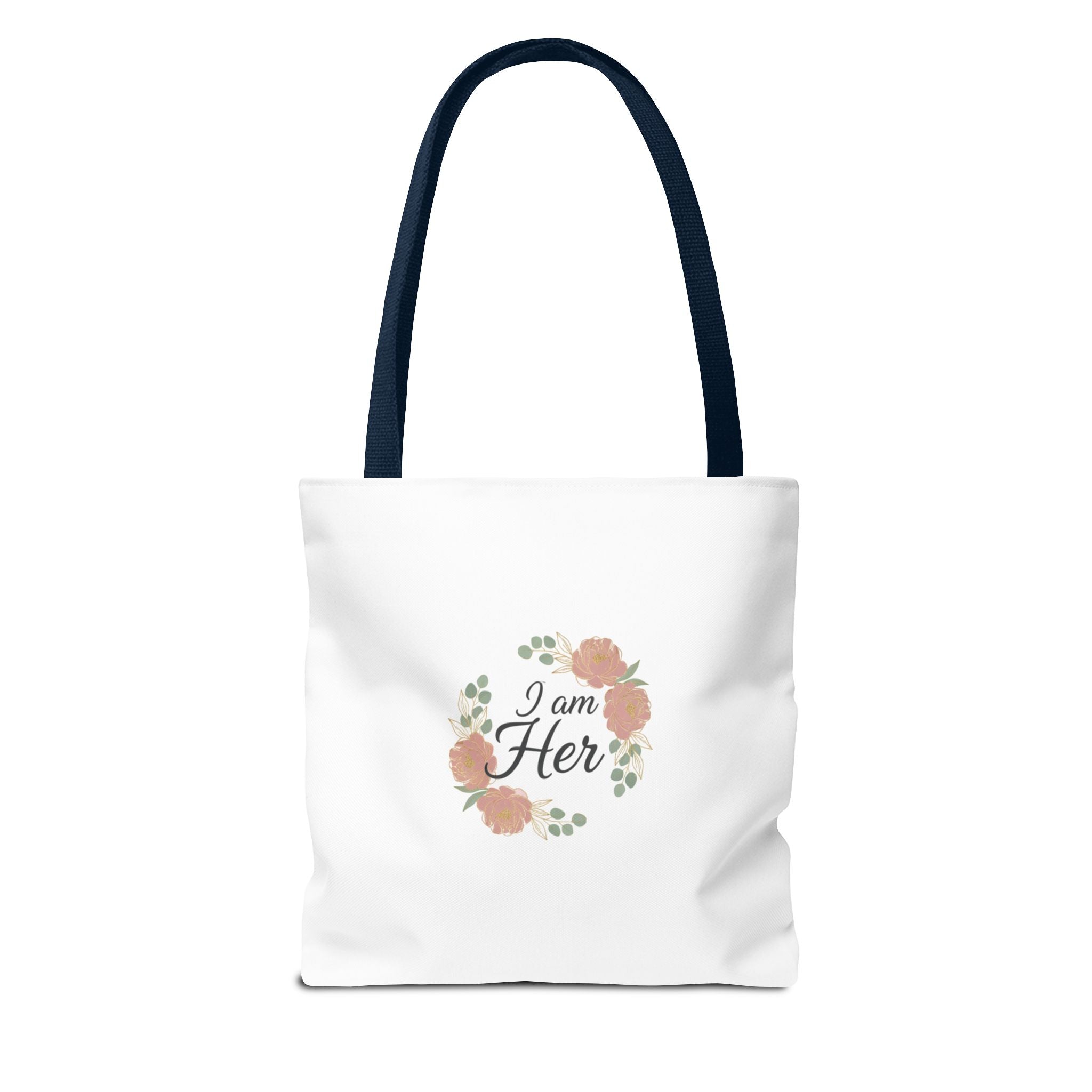 I Am Her Floral Tote Bag – Feminine Inspirational Canvas Shopping Bag