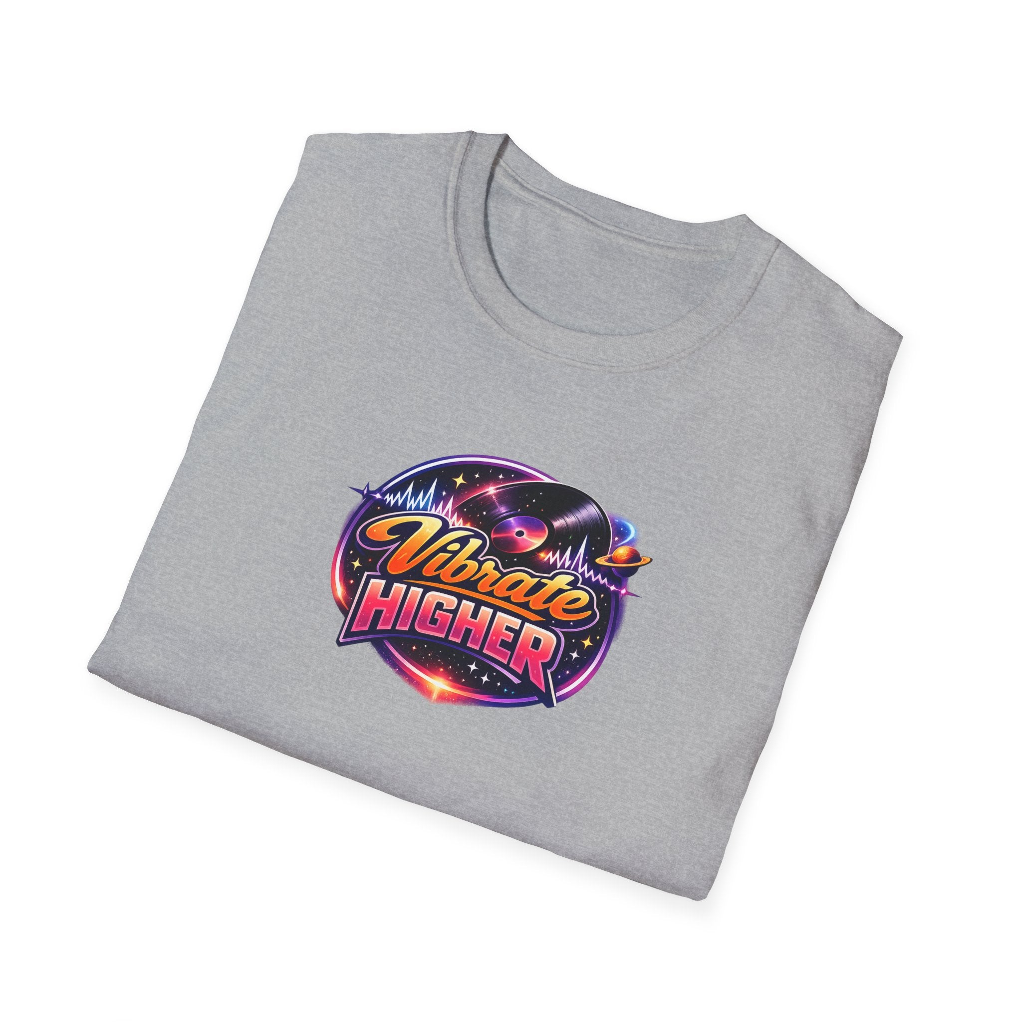 Vibrate Higher T-Shirt — Retro Cosmic Positive Vibes Tee