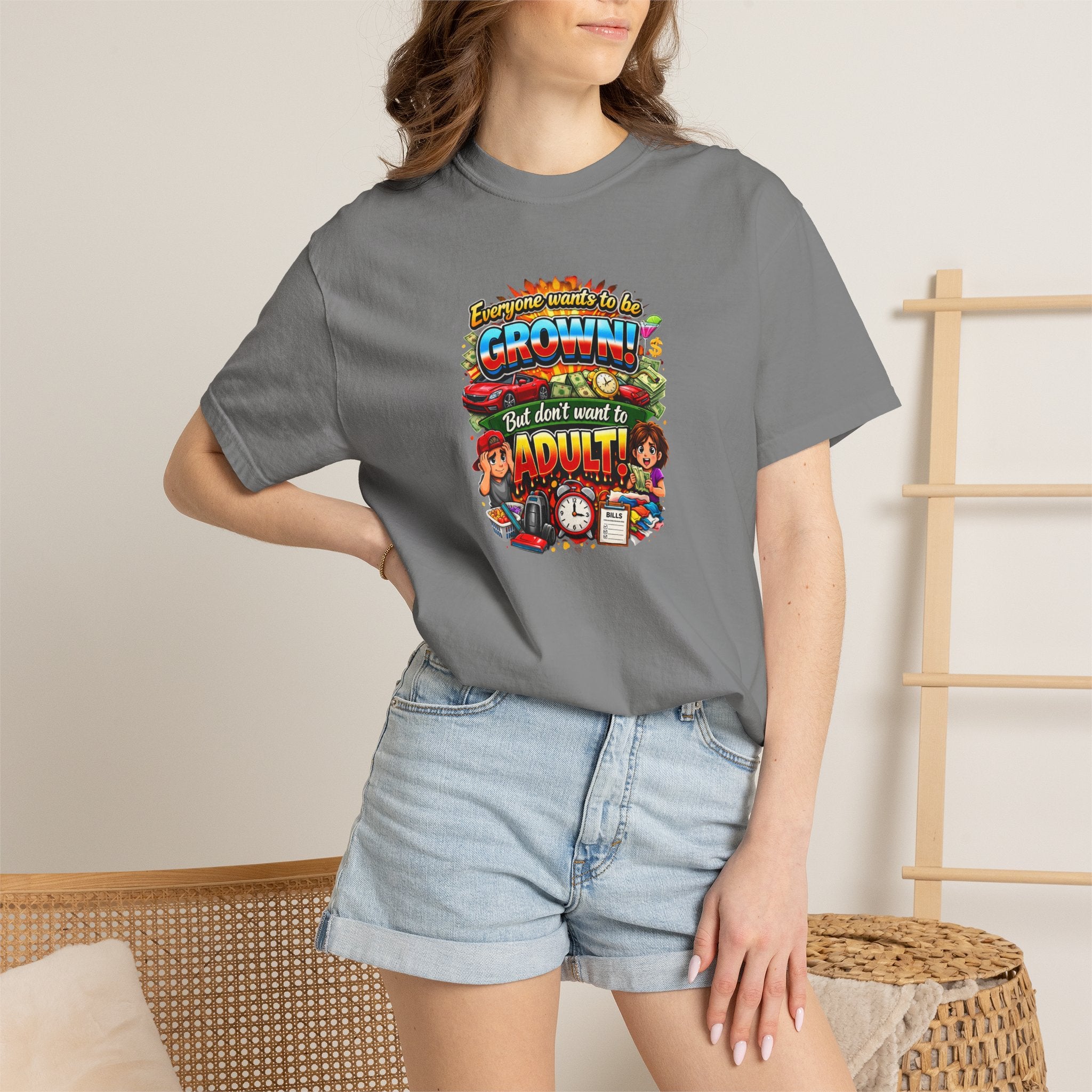 You're Grown! But Don't Want to Adult' Vintage Graphic Tee