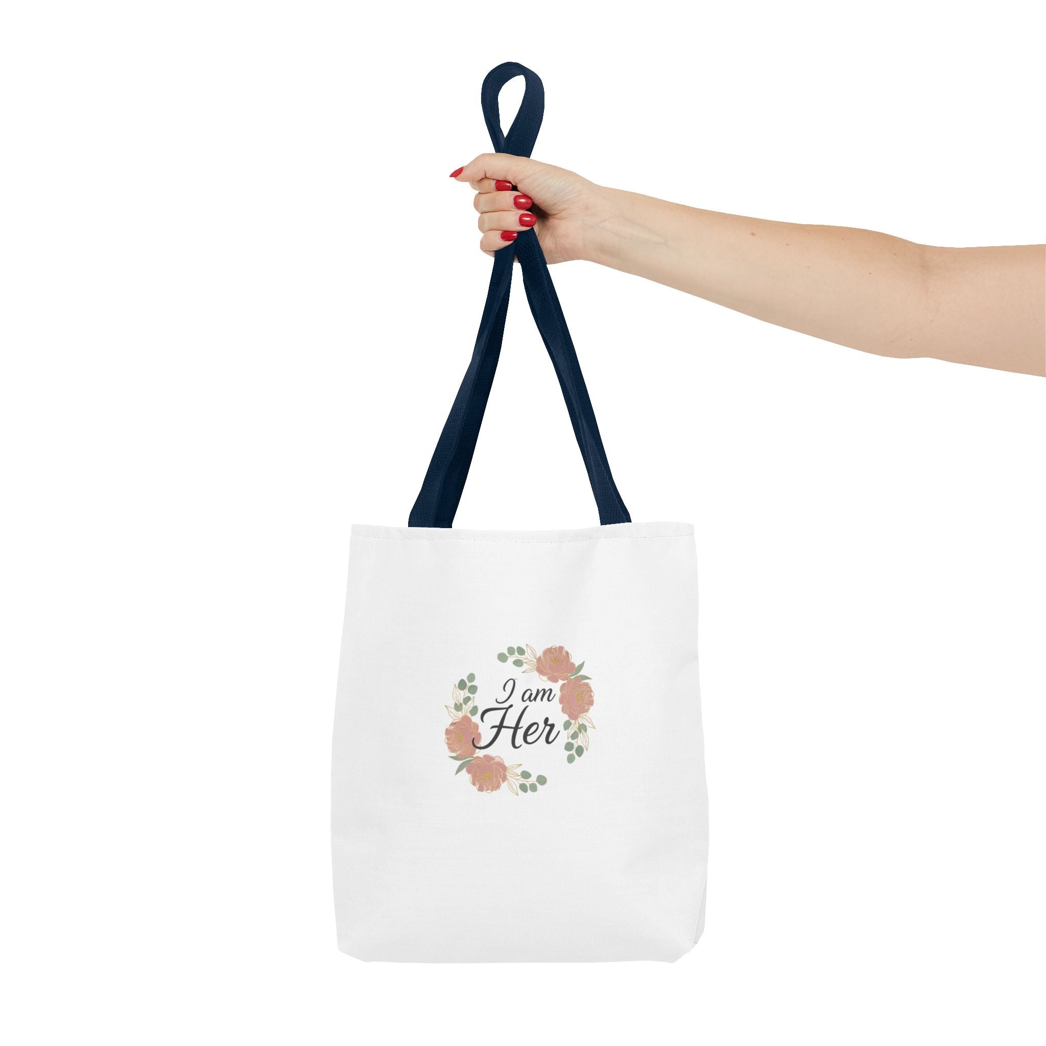I Am Her Floral Tote Bag – Feminine Inspirational Canvas Shopping Bag