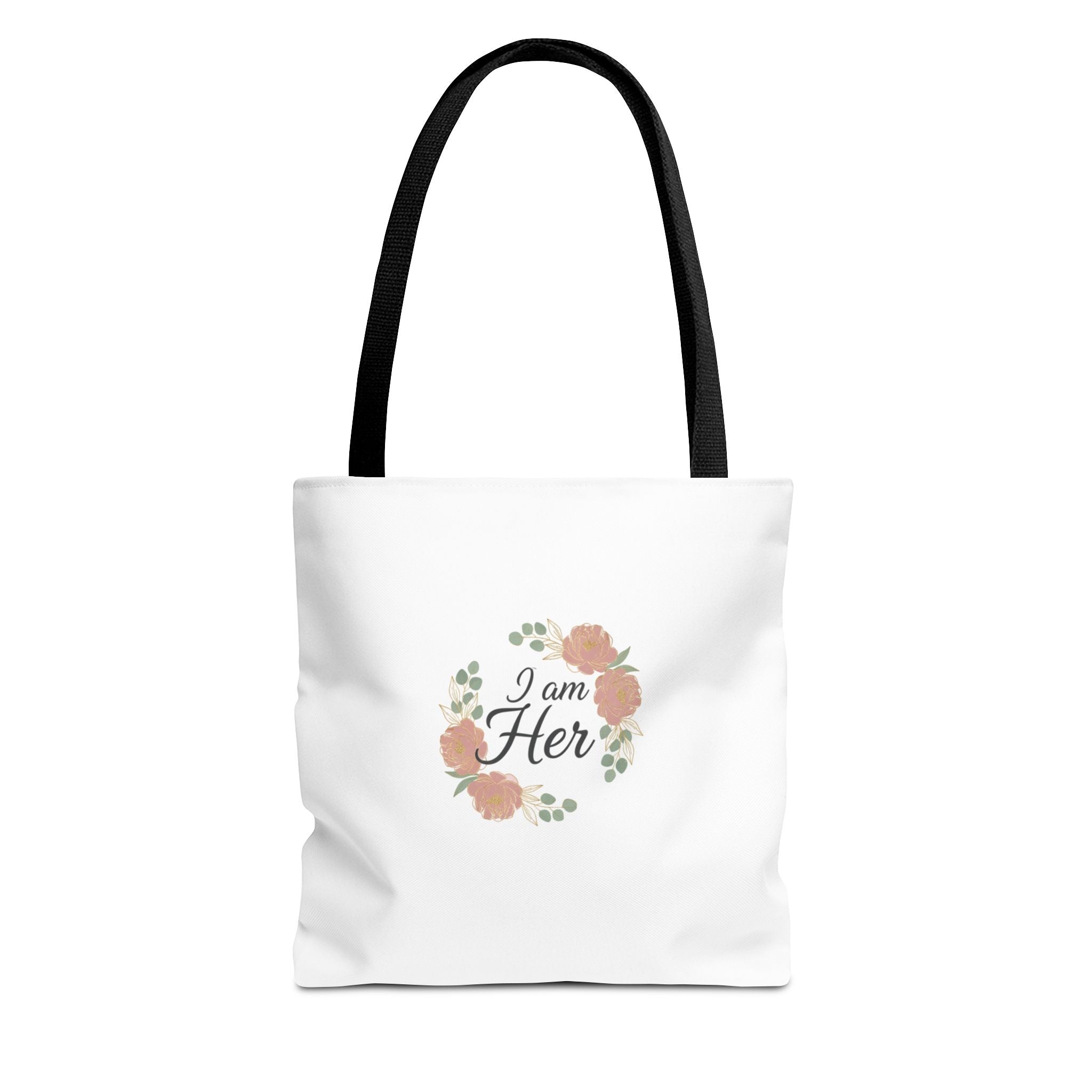 I Am Her Floral Tote Bag – Feminine Inspirational Canvas Shopping Bag
