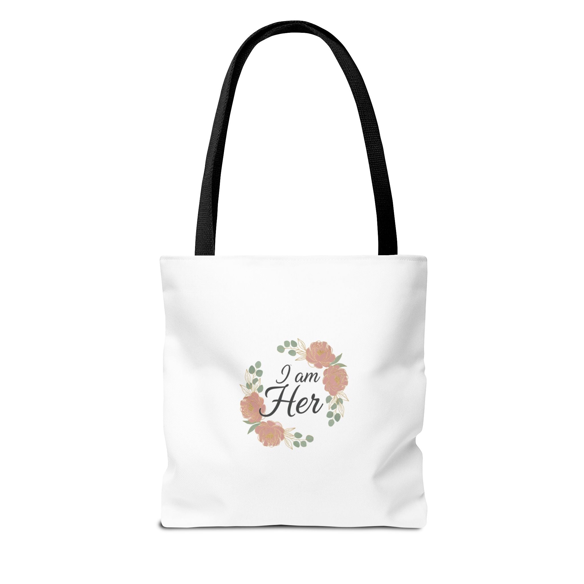 I Am Her Floral Tote Bag – Feminine Inspirational Canvas Shopping Bag