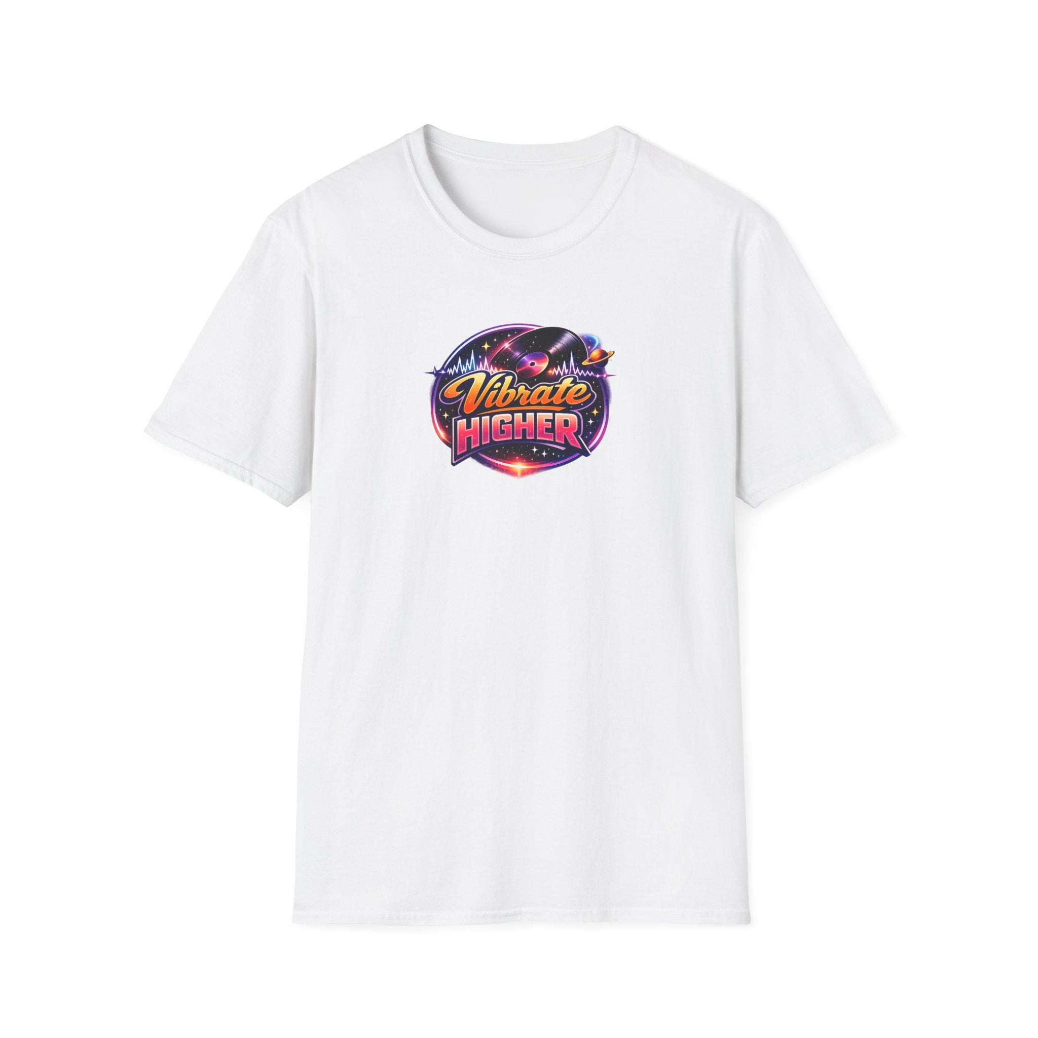 Vibrate Higher T-Shirt — Retro Cosmic Positive Vibes Tee